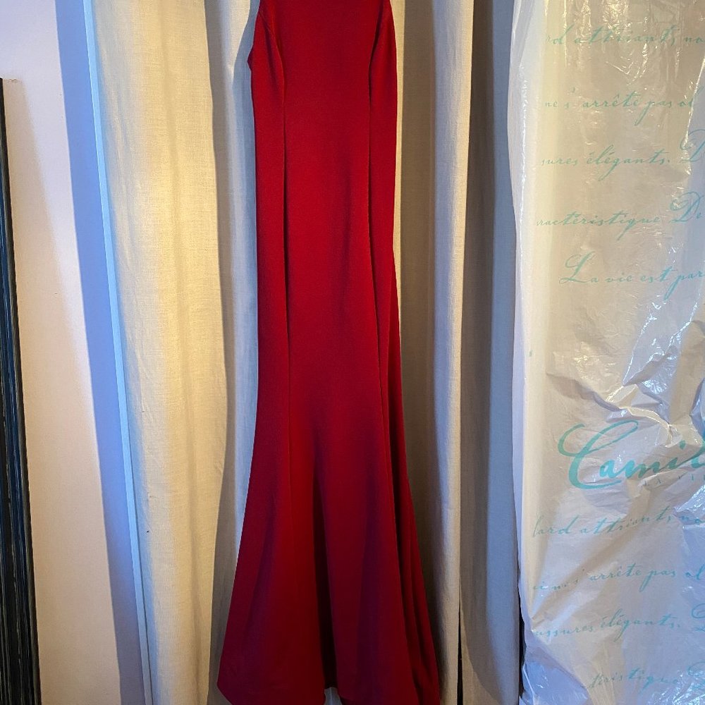 Sequin Hearts Red Backless Ruffle Crisscross Prom - image 3